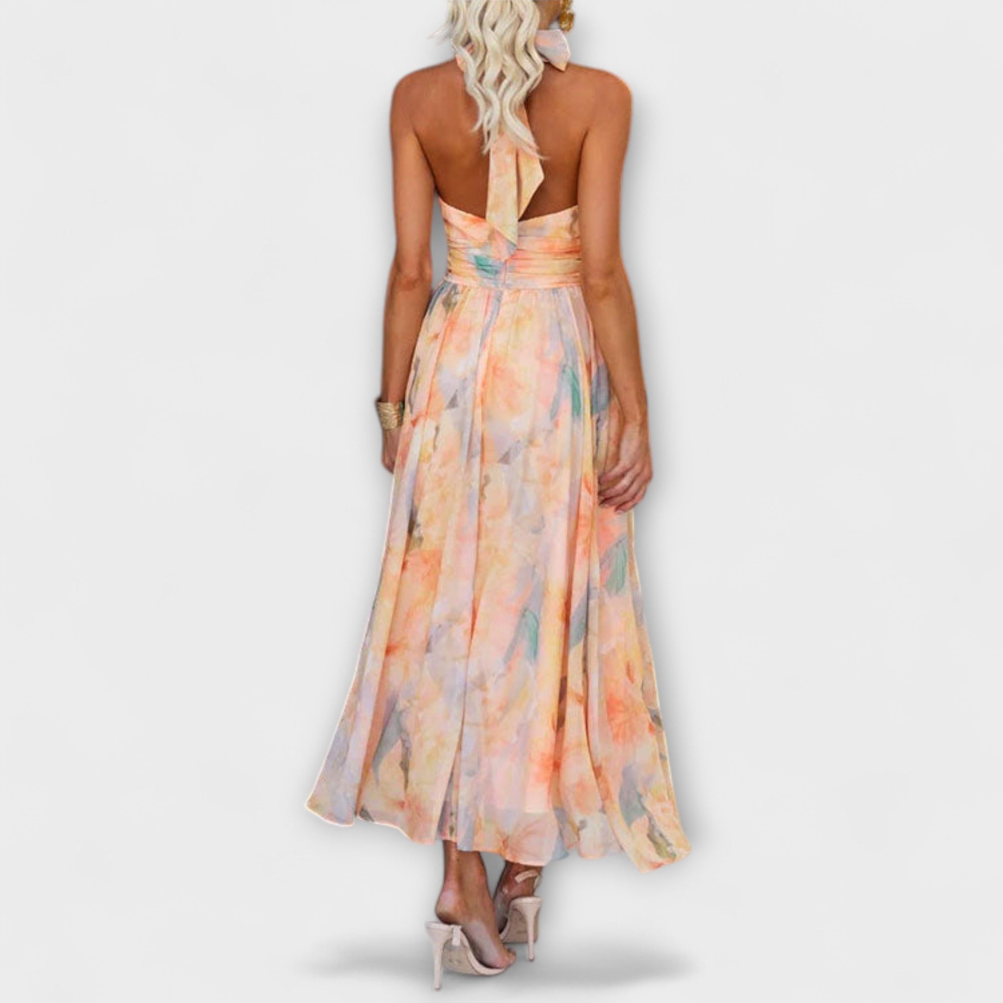 Klara | Maxi Dress with Halter and Watercolor Pattern