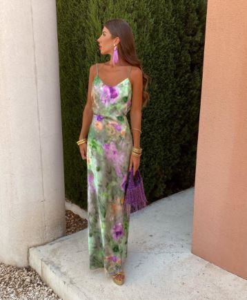 Anisten™ | Stylish Maxi Dress with Halo-Dye Pattern and Detachable Scarf