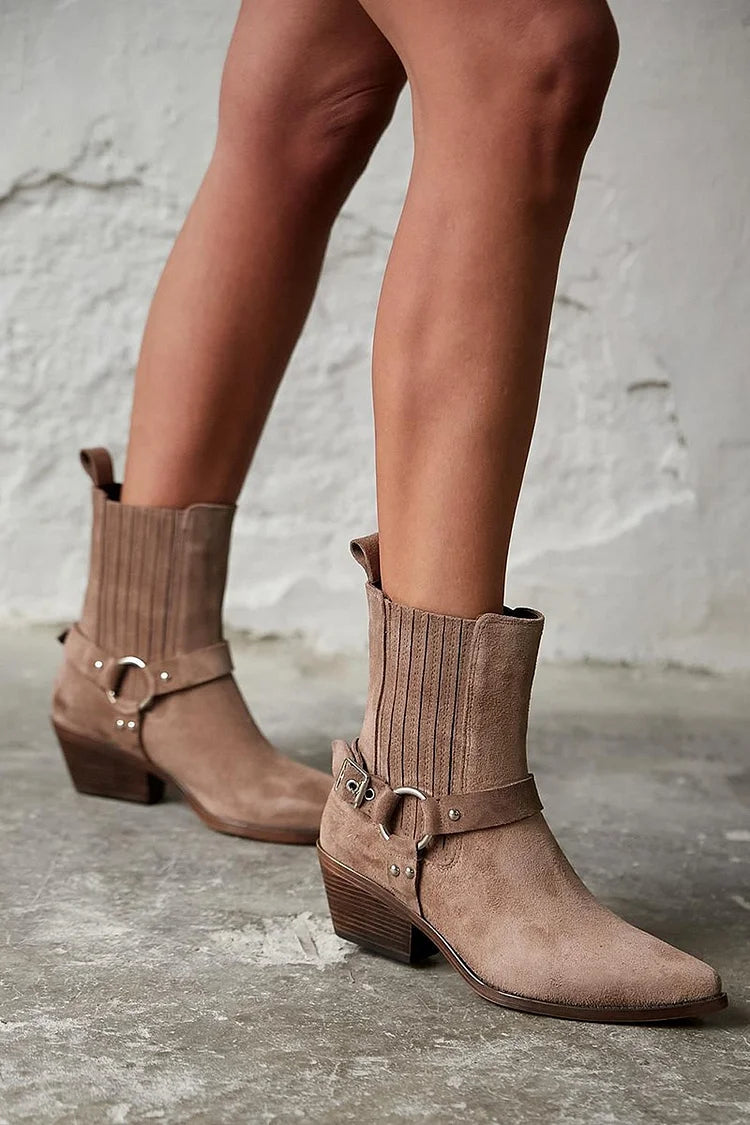Anaïs™ | Western Suede Ankle Boots