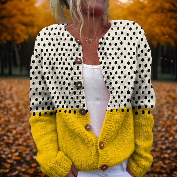 Adélina | Polka Dots Button-down Knit Cardigan