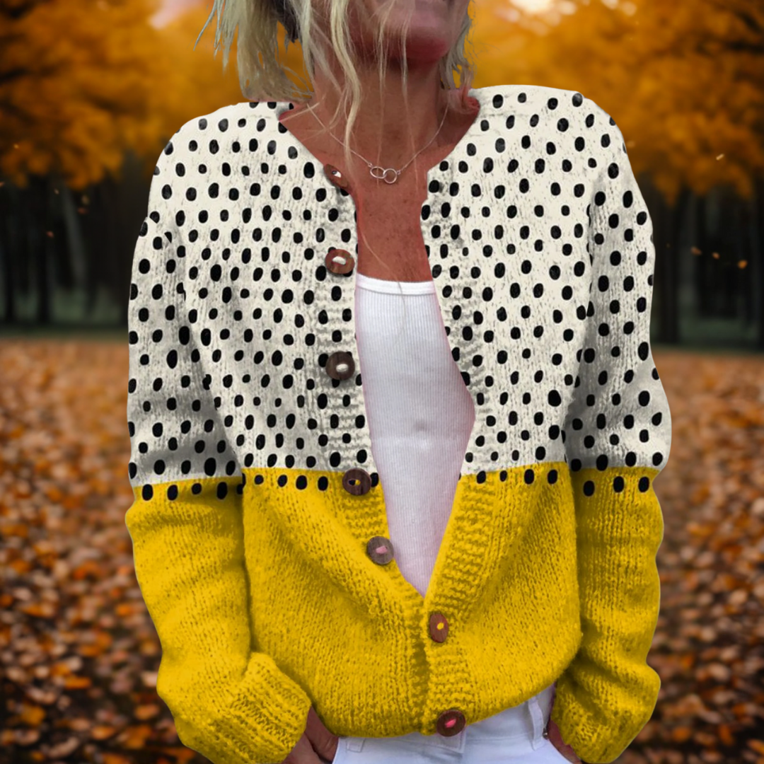 Adélina | Polka Dots Button-down Knit Cardigan