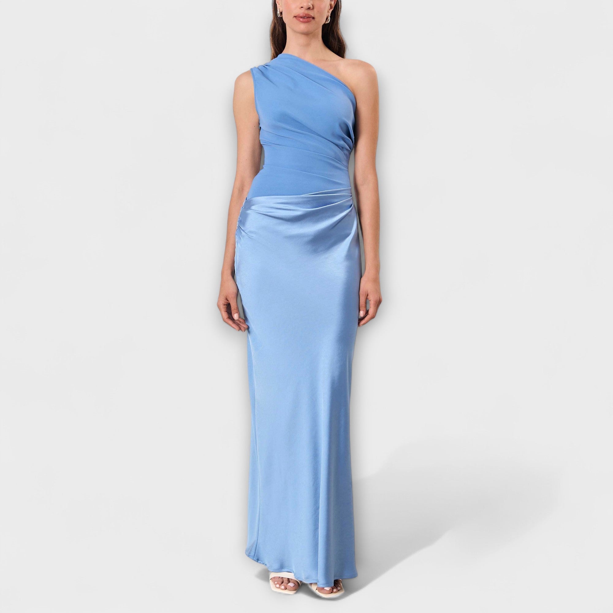 Emilia | Elegant One-Shoulder Maxi Dress with Pleats