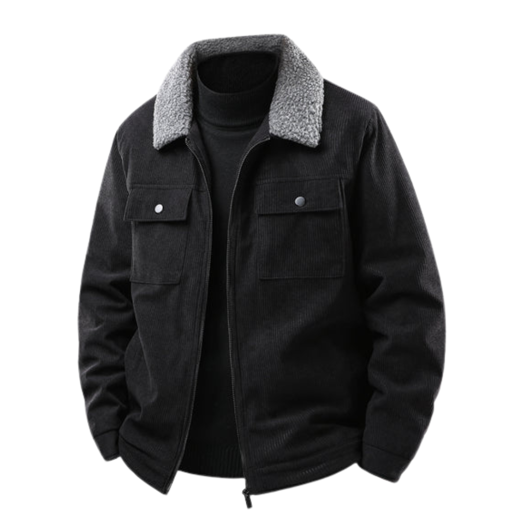 Plush-Lined Corduroy Zip Jacket