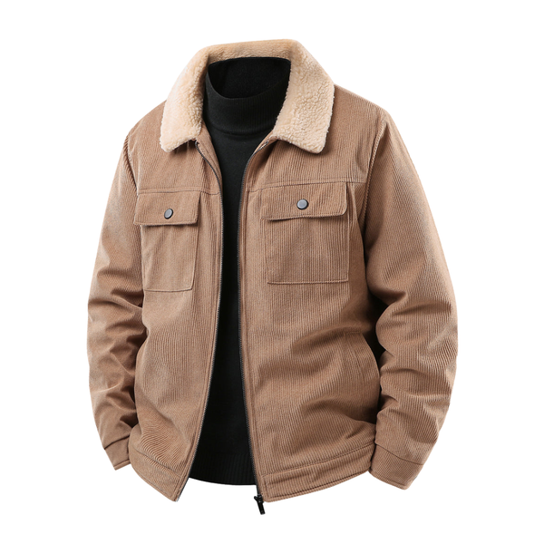 Plush-Lined Corduroy Zip Jacket