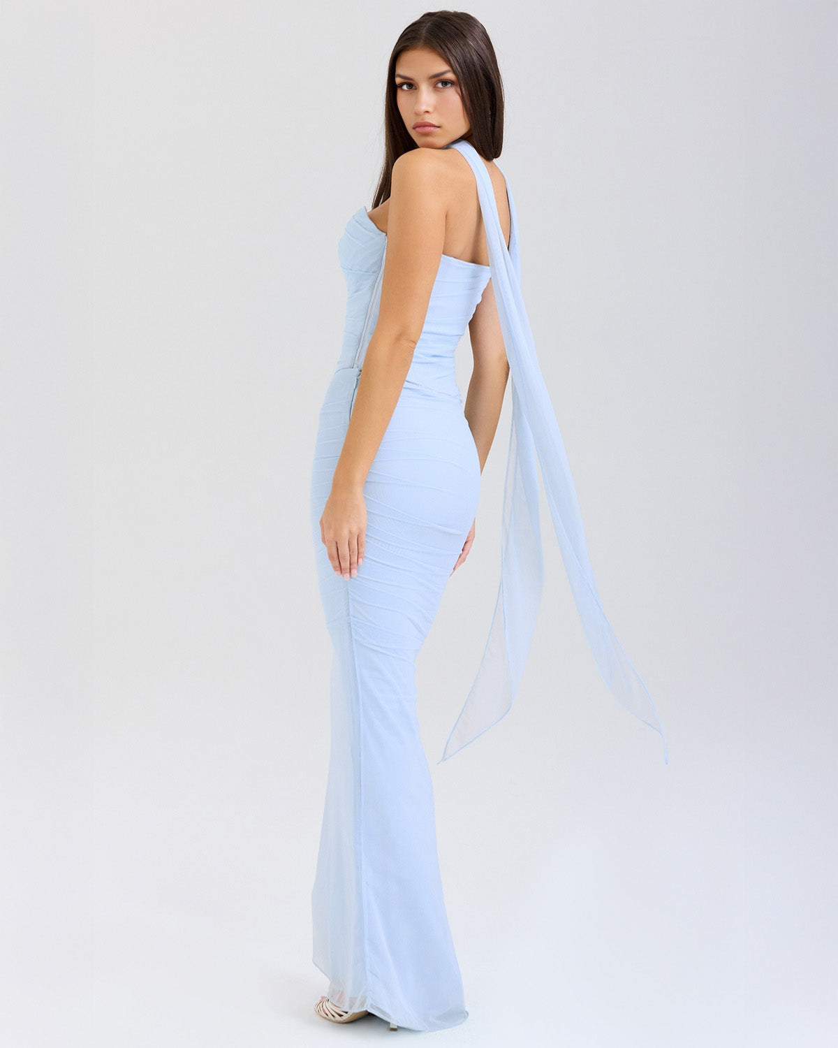 Lora | Long Dress with Draping and Choker Collar