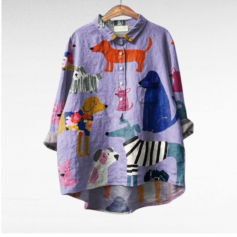 Mary Jane® | Exclusive Women's Blouse with Dog Pattern