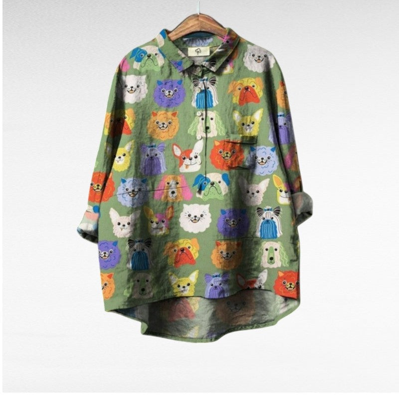 Mary Jane® | Exclusive Women's Blouse with Dog Pattern