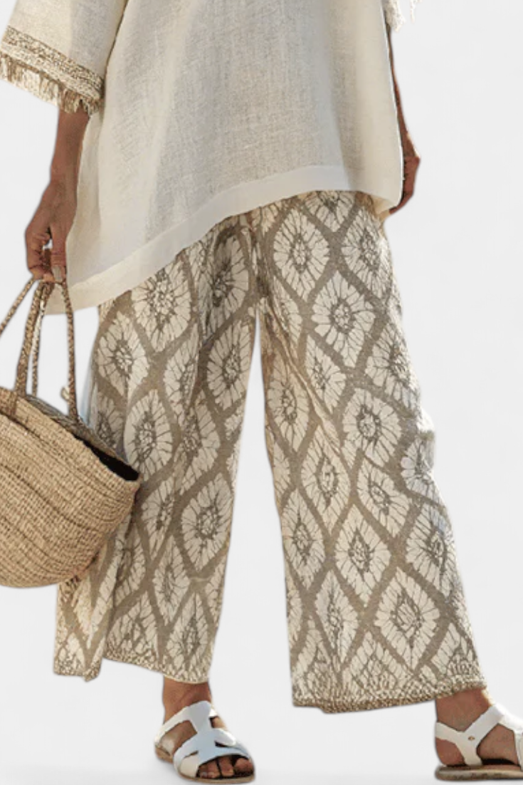 Complete Boho Chic Daisy: Long Shirt and Printed Pants for a Unique Style