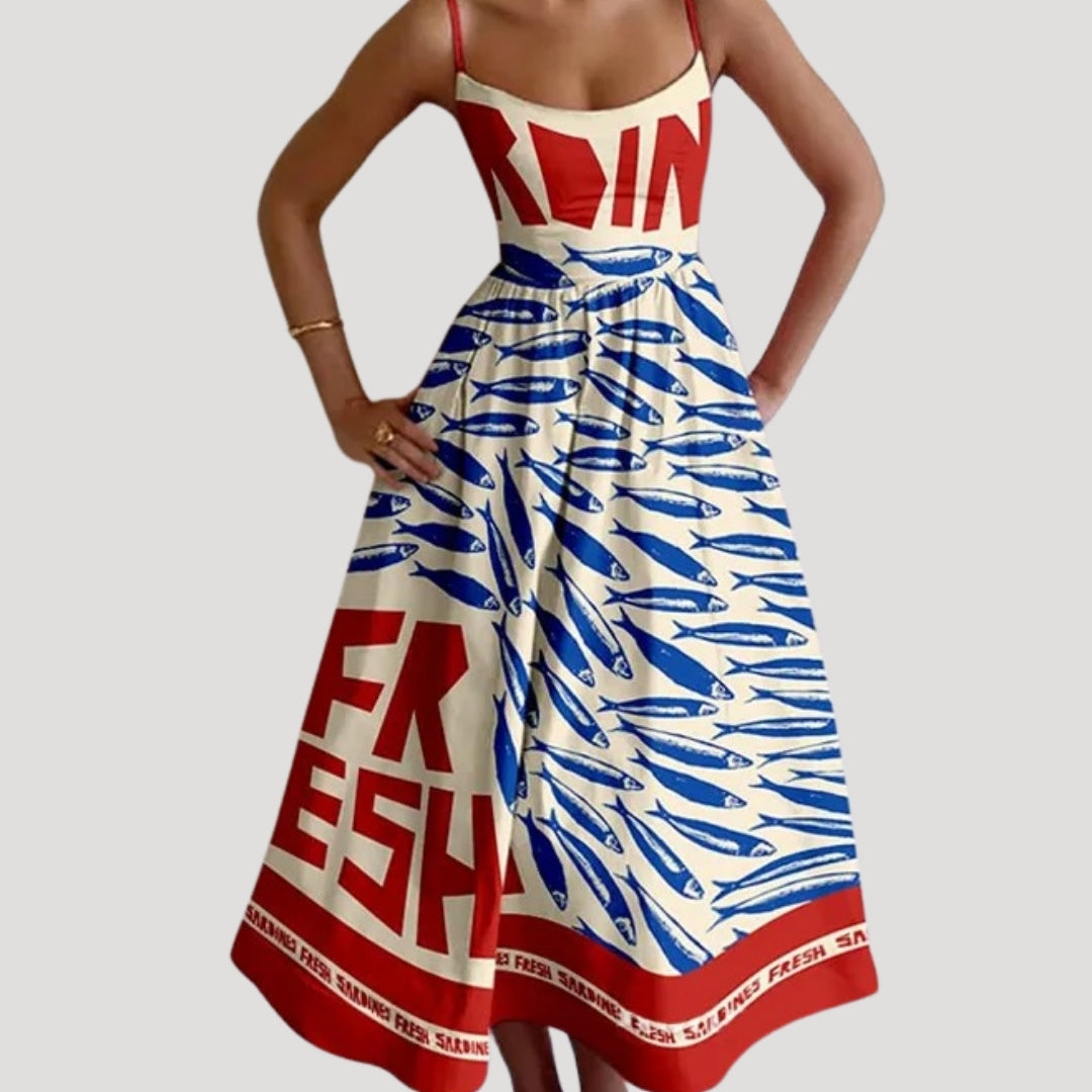 Ilana | Summer Midi Dress – Sleeveless Print for Vacation
