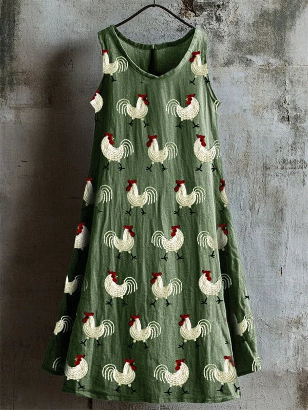 Josette – Dress in Rooster Pattern