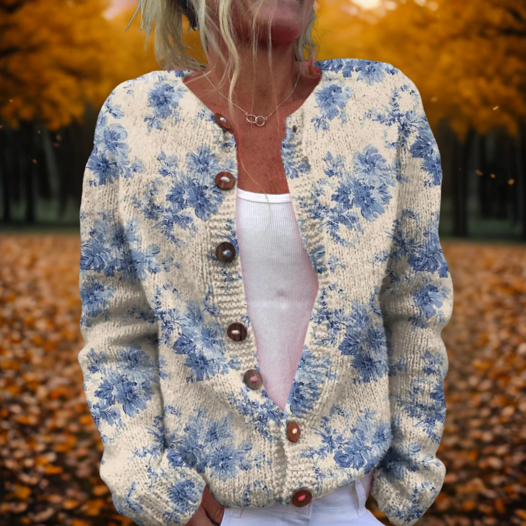 Mirella | Button-Front Floral Knit Cardigan