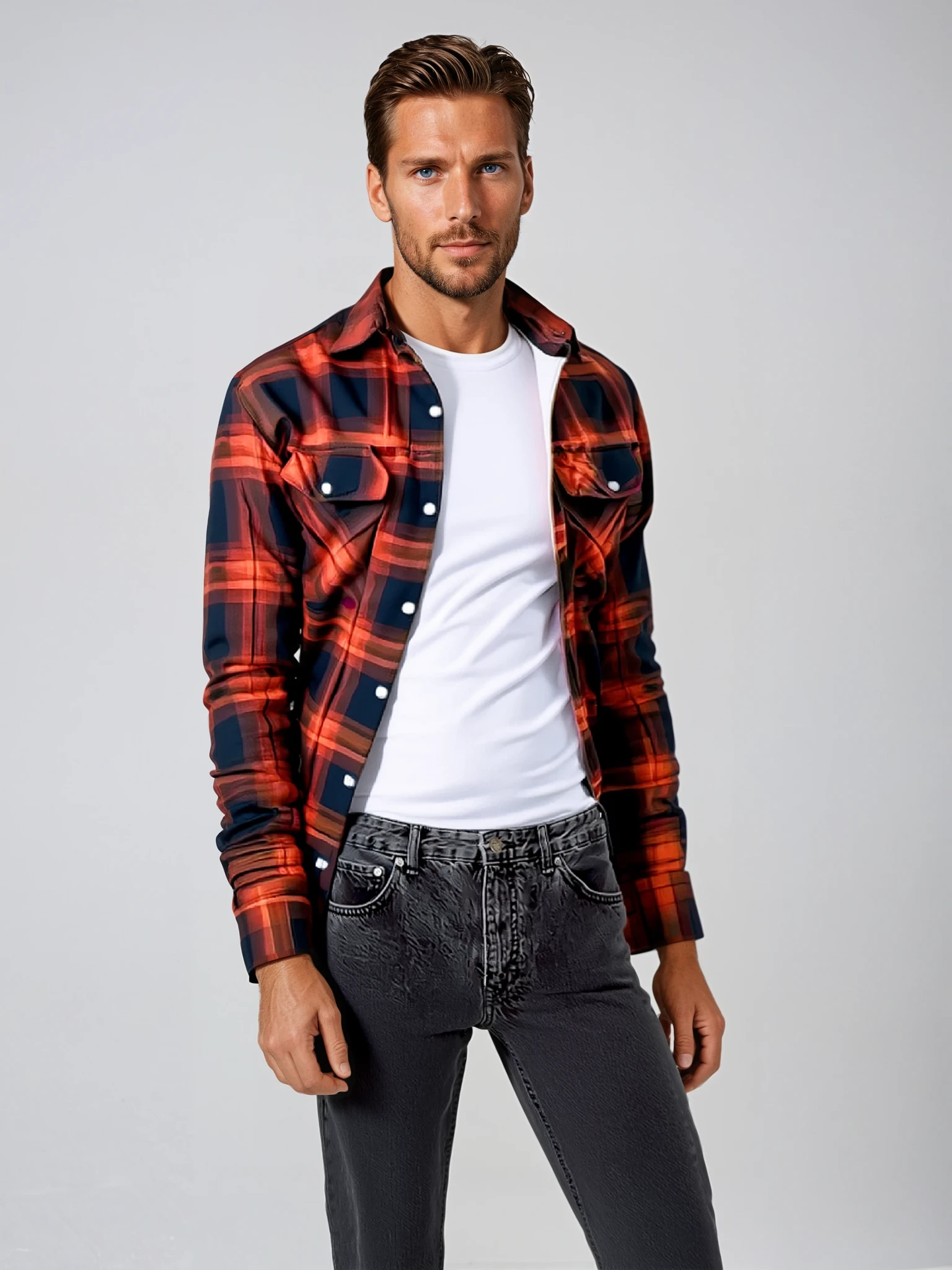 Nate™ | Men's Plaid Jacket with Sherpa Lining
