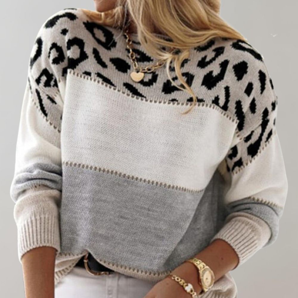 Charlene | Casual Sweater with Leopard Print