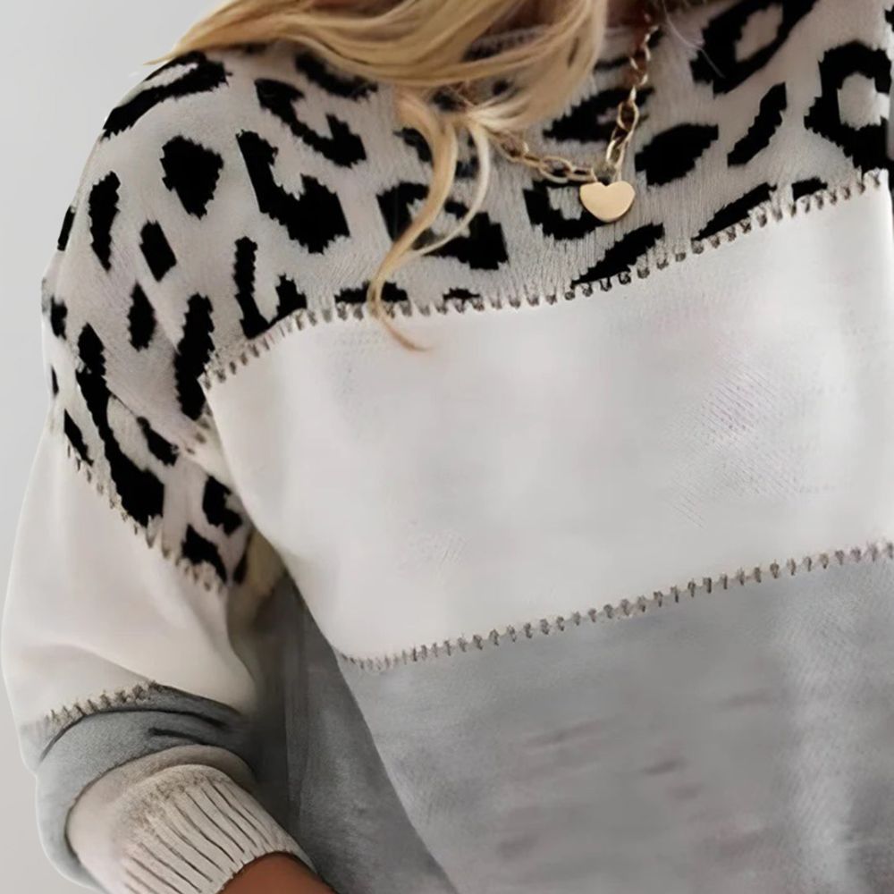 Charlene | Casual Sweater with Leopard Print