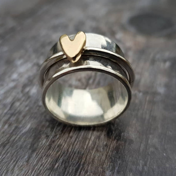 Mely - Silver Ring with Golden Heart