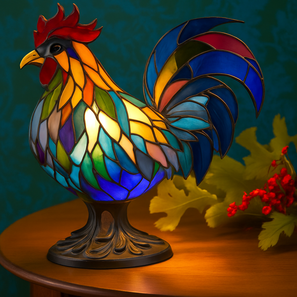 Hector | Colorful Glass Rooster Lamp