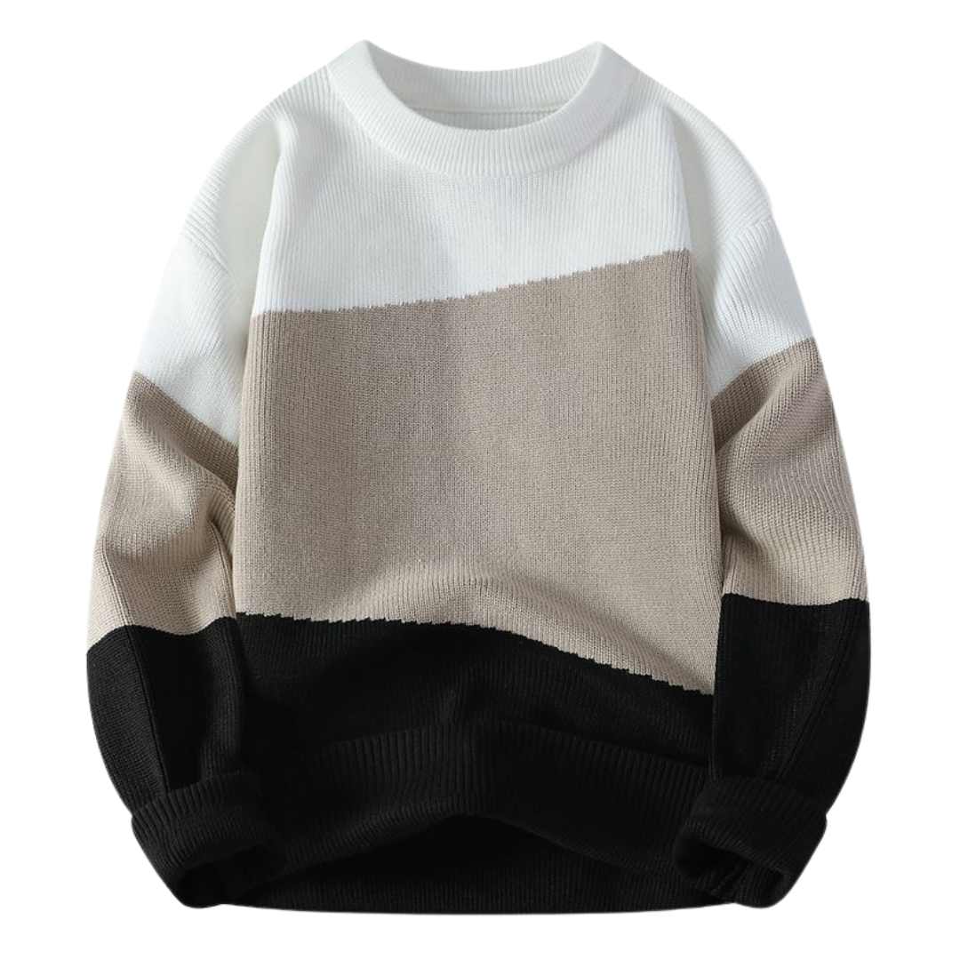Contemporary Three-Tone Knit Sweater