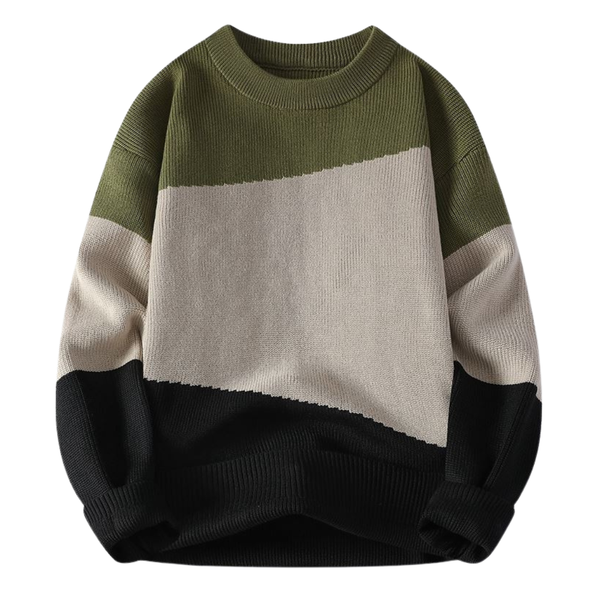 Contemporary Three-Tone Knit Sweater