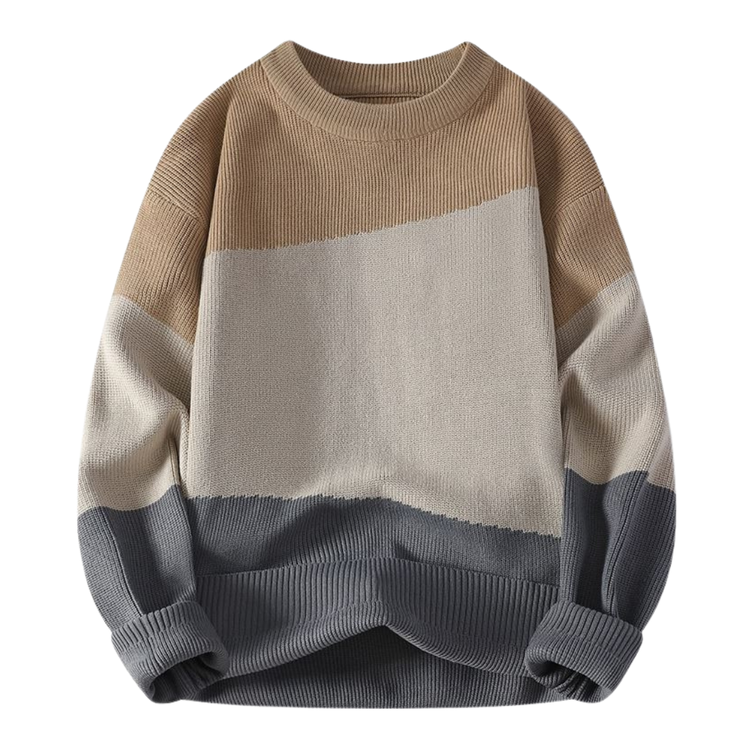 Contemporary Three-Tone Knit Sweater