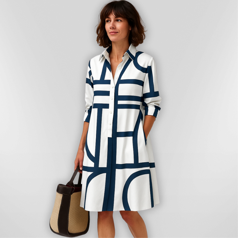 Helena | Midi Dress with Geometric Pattern