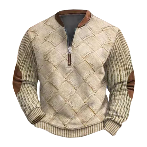 Diamond Textured Quarter-Zip Sweater