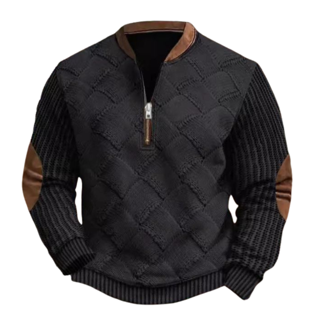 Diamond Textured Quarter-Zip Sweater