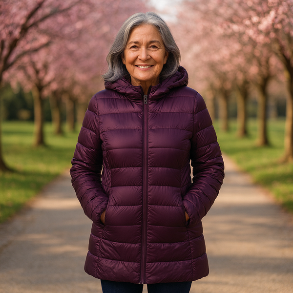 Helsa Long Quilted Mid-Season Jacket | Purple