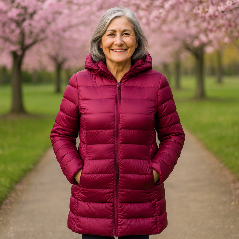 Helsa Long Quilted Jacket Medium | Dark Red