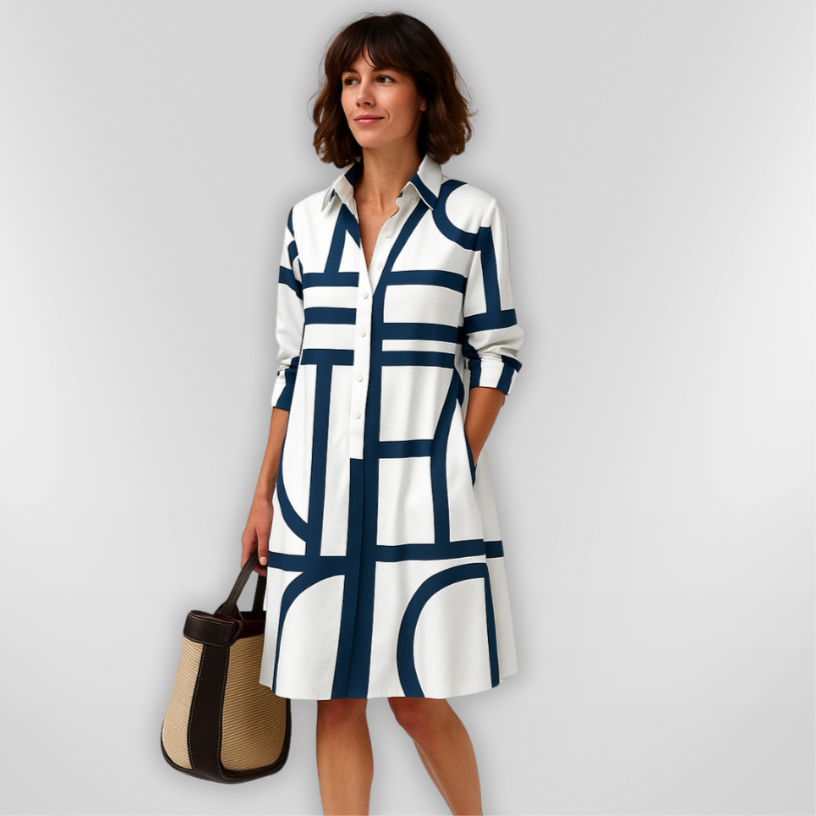 Helena | Midi Dress with Geometric Pattern