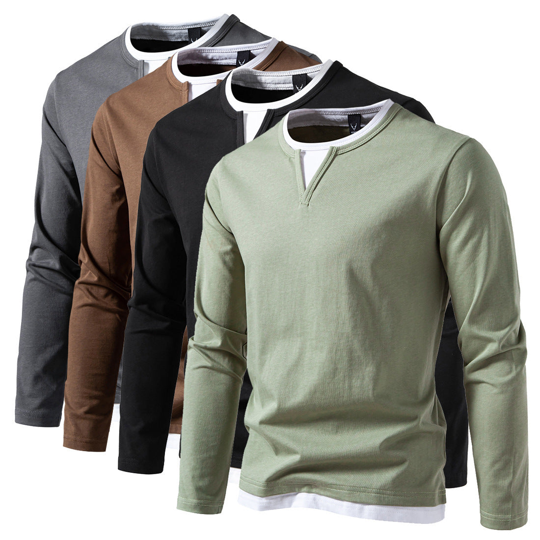 François Long Sleeve T-Shirt with V-Neck, Modern Style