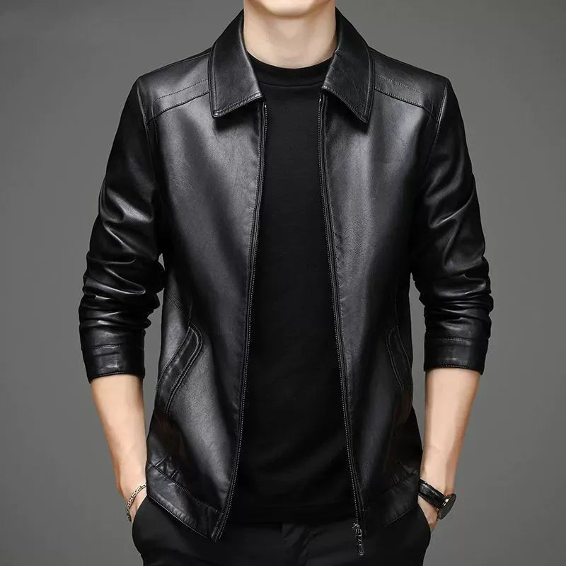 Aleksen – Casual Leather Jacket in Vintage Style