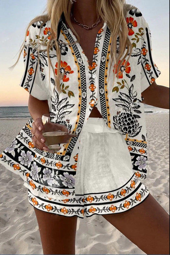 Irella™ | Short Linen Set with Floral Print
