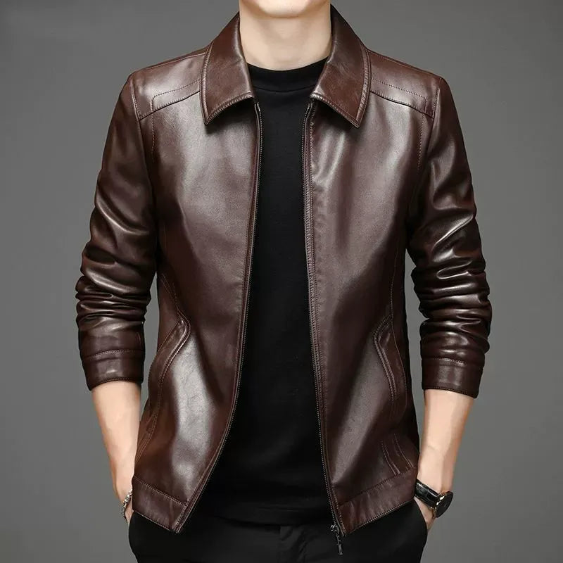 Aleksen – Casual Leather Jacket in Vintage Style