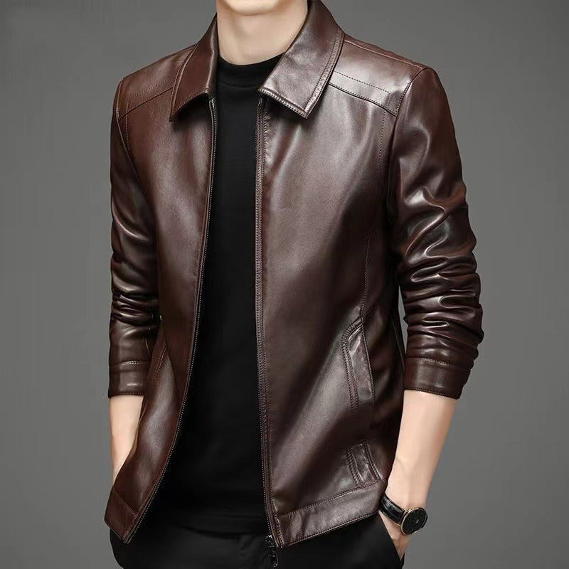 Aleksen – Casual Leather Jacket in Vintage Style