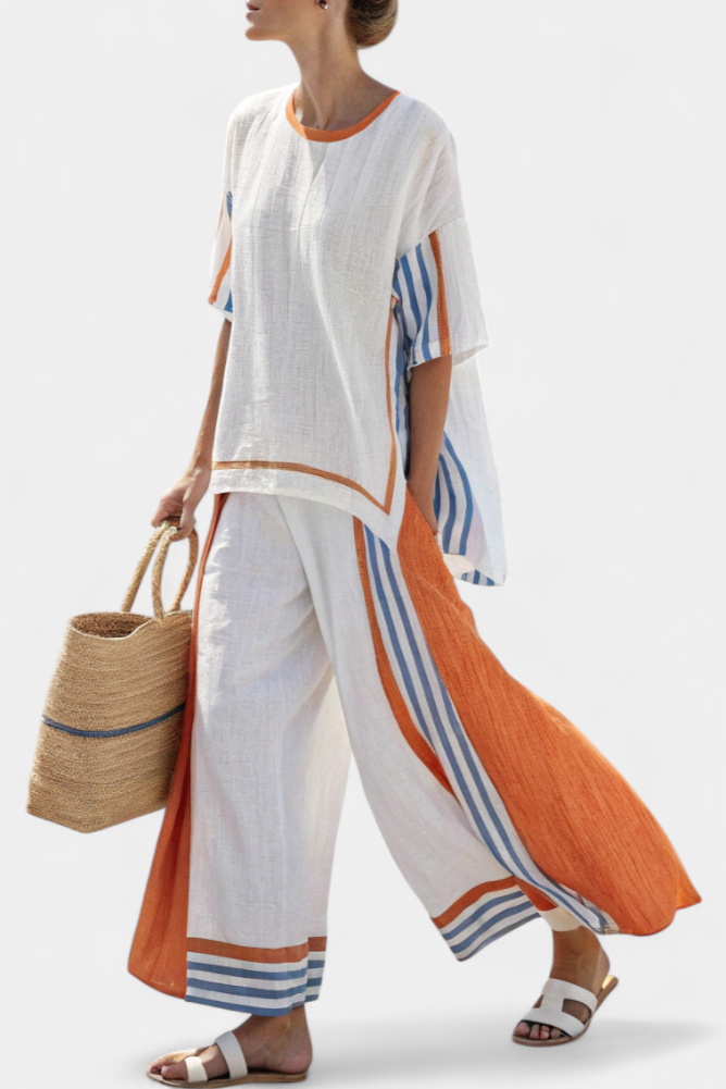 Ethnic Set with Stripes and Loose Fit