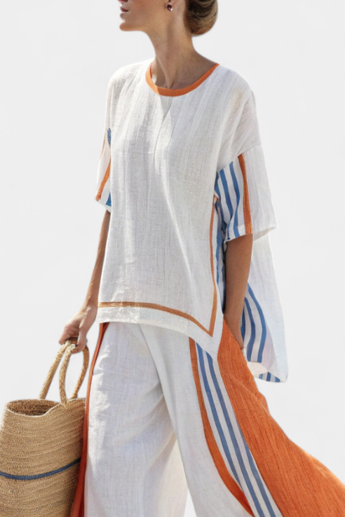 Ethnic Set with Stripes and Loose Fit