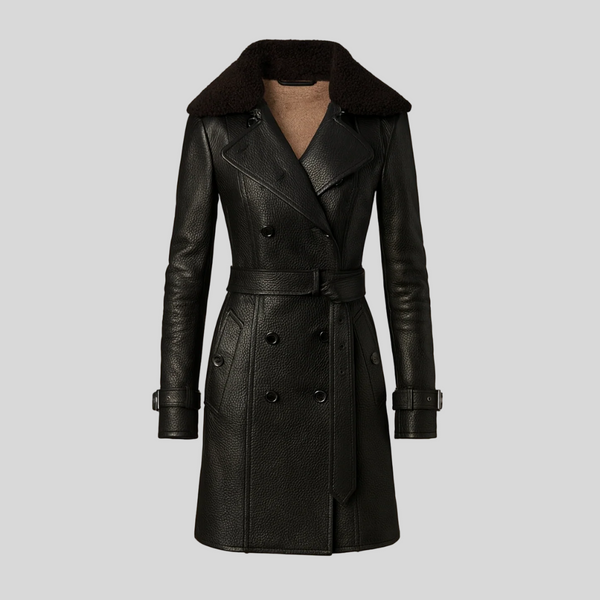 Grace | Modern leather coat with refined lines and a versatile style