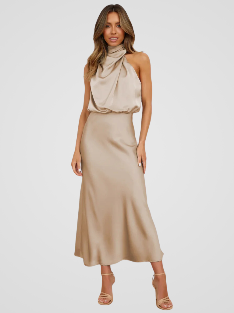 AURA DRAPE MIDI DRESS