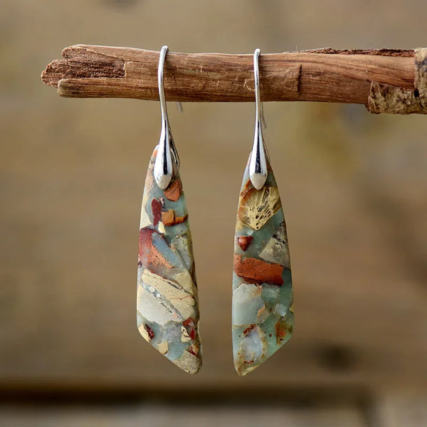 Vintage Earrings with Natural Stone