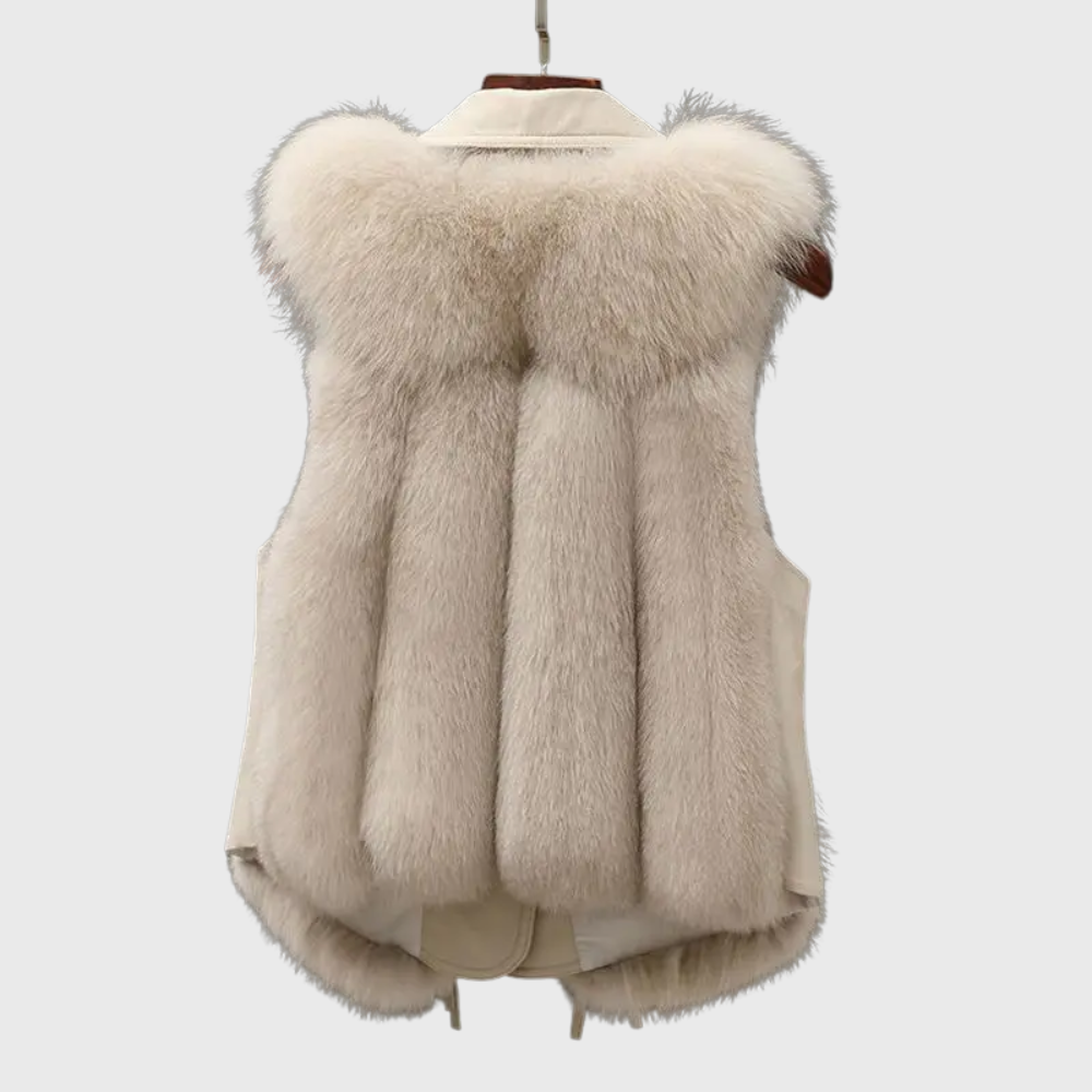 Sabina – Elegant Sleeveless Jacket with Fur