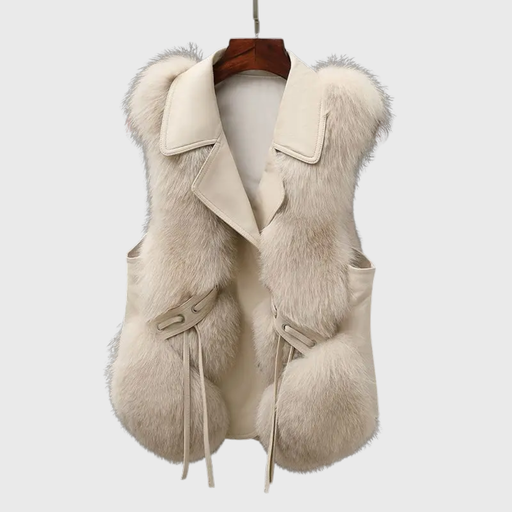 Sabina – Elegant Sleeveless Jacket with Fur