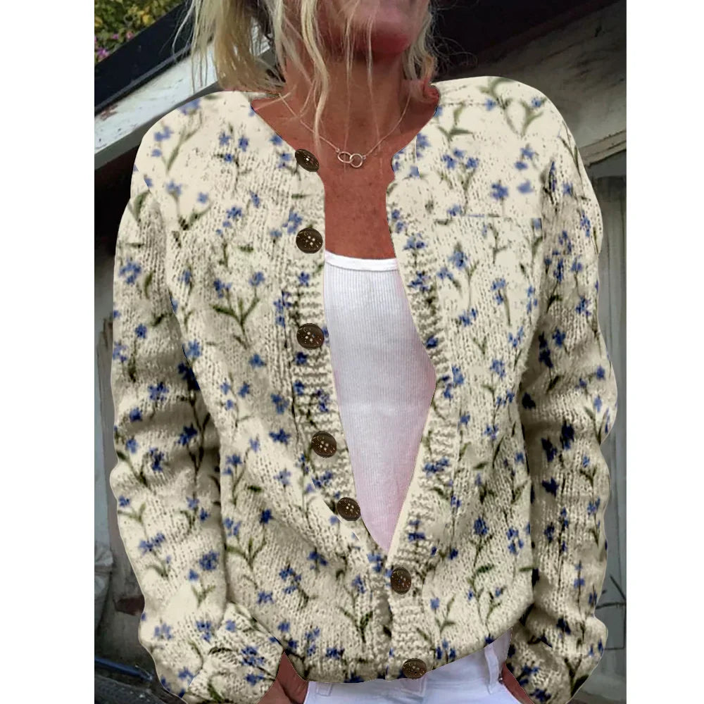 Marie | Elegant cardigan with print