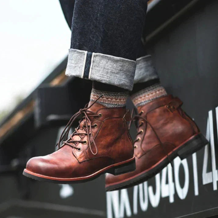 Fanum | Men's Retro Ankle Boots with Round Toe