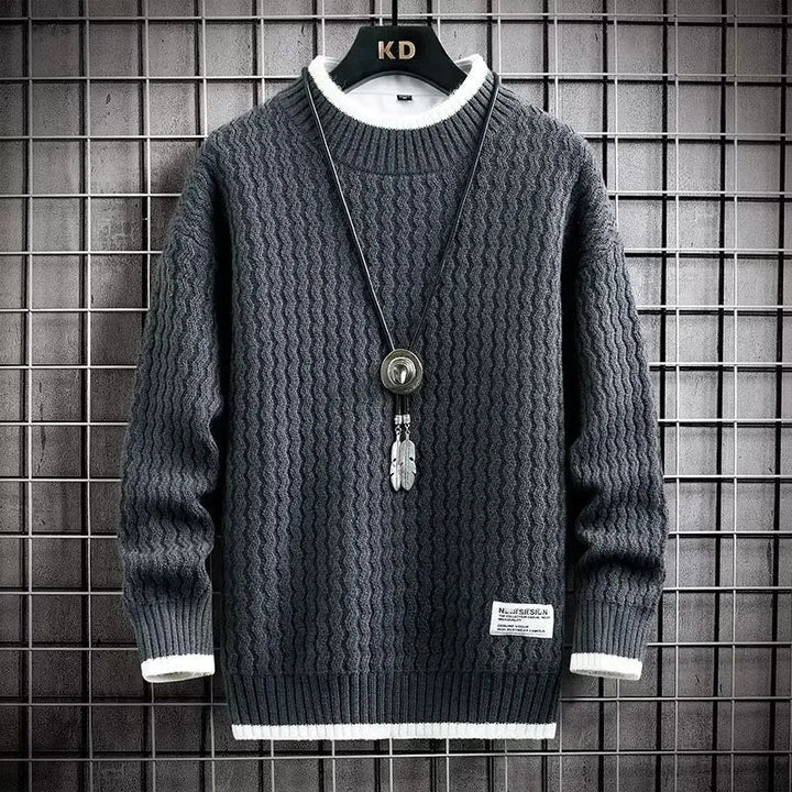 Levi | Sweater with Colorful Blocks and Cable Knit