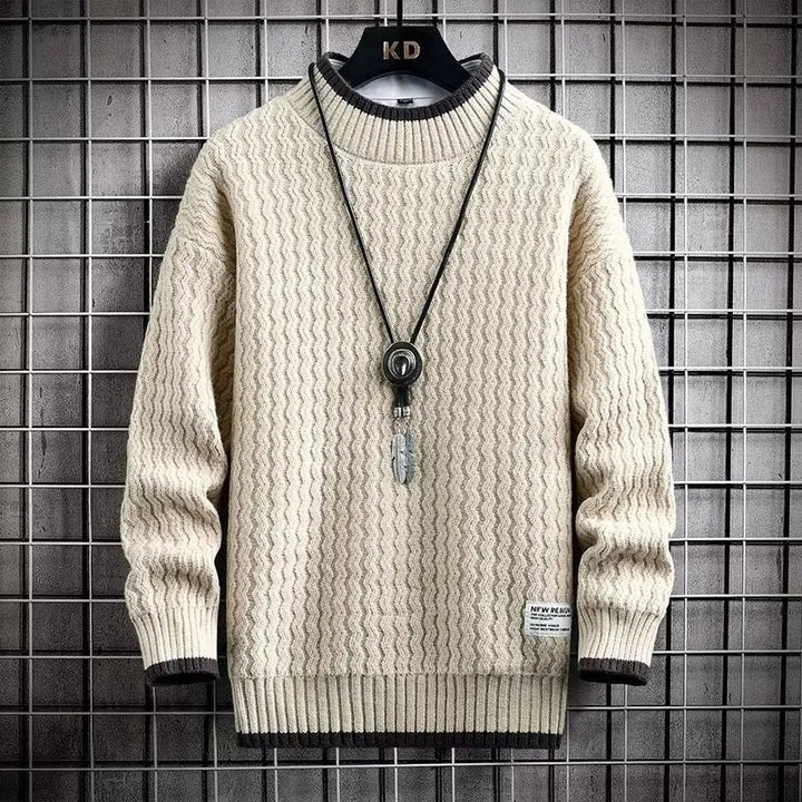 Levi | Sweater with Colorful Blocks and Cable Knit
