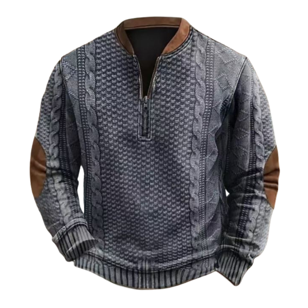 Textured  Quarter-Zip Knit Sweater