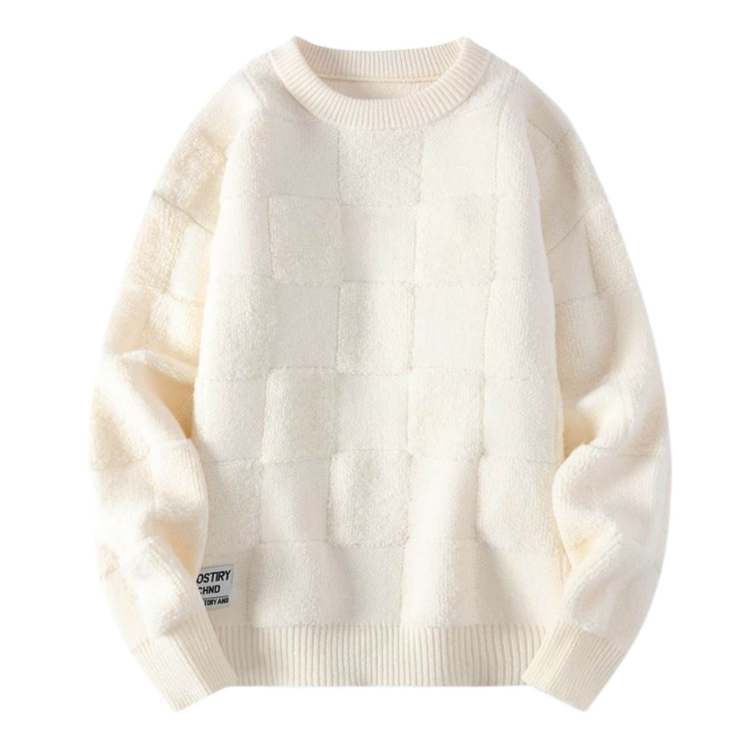 Unique Checkerboard Knit Sweater