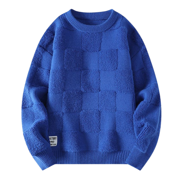 Unique Checkerboard Knit Sweater