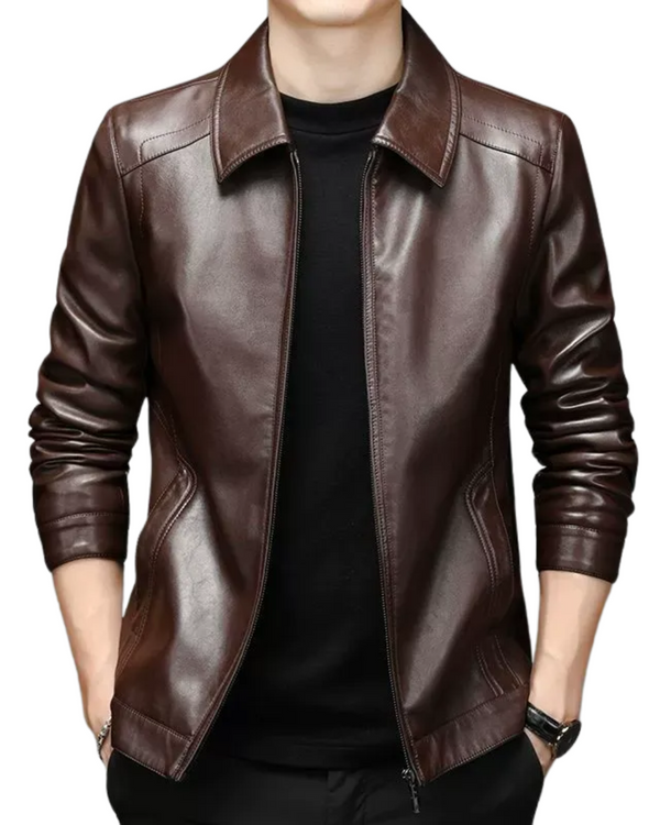 Aleksen – Casual Leather Jacket in Vintage Style
