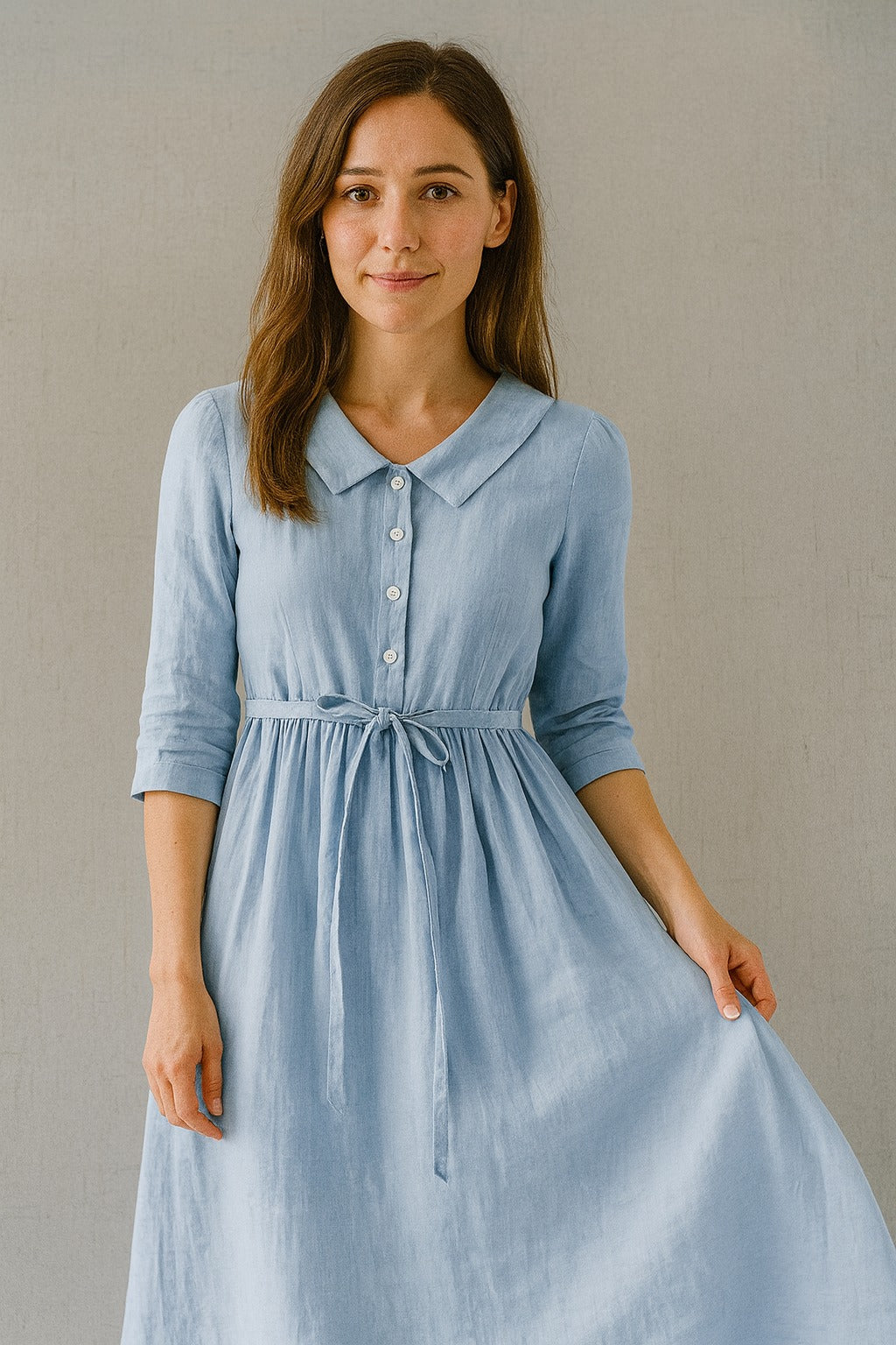 Lux - Elegant dress with lace belt and half sleeves